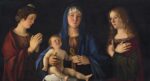 Giovanni Bellini, Madonna con il Bambino tra le sante Caterina e Maria Maddalena, 1480-85 ca., tavola, 58 x 107 cm. Venezia, Gallerie dell’Accademia © G.A.VE Archivio fotografico