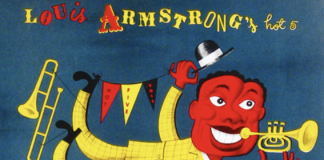 Louis Armstrong’s Hot Five Label Columbia 78 rpm album 1940s Design Jim Flora