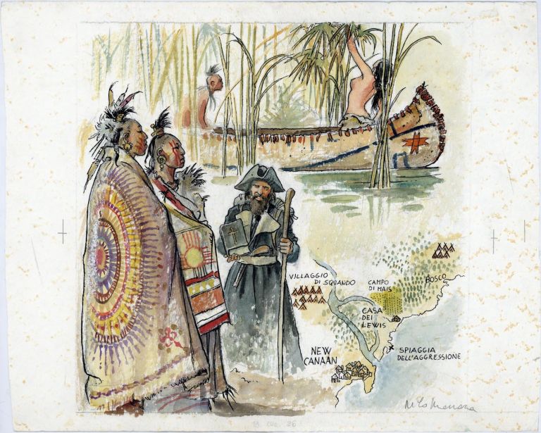 Milo Manara Un Eté Indien, 1987 (scénario d’Hugo Pratt) Encre et aquarelle sur papier 52,5x42cm Collection Privée, Paris © Milo Manara