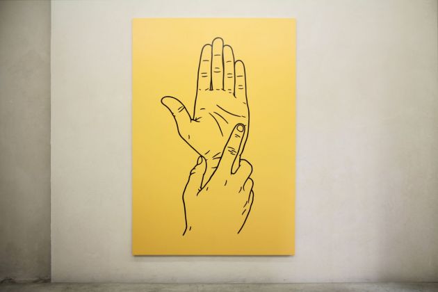 Mattia Pajè, Cistifellea, 2017, smalto su tela, 220x150 cm. Courtesy l’artista