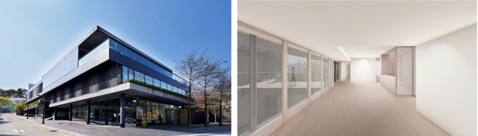 Pace Gallery Seoul. Left to right Photo by Sangtae Kim renderings provided by Mass Studies