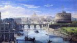 Veduta di Roma con Castel Sant'Angelo e ponte Sant'Angelo verso la Basilica di San Pietro (1683) – Gaspar van Wittel