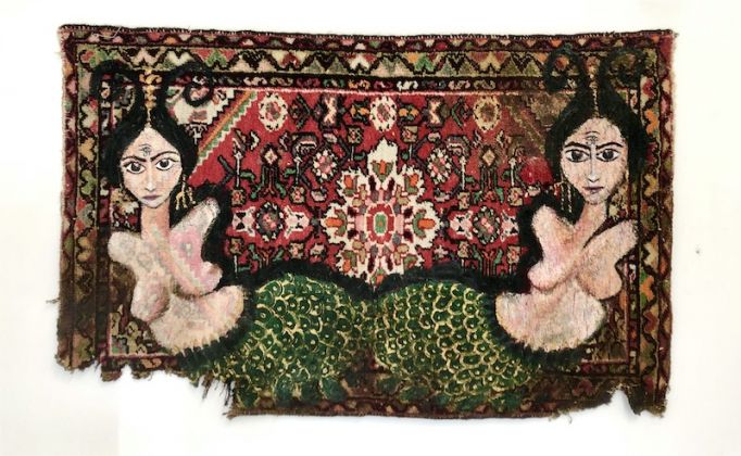 Zehra Doğan, Neynik (Mirror), 2020, Acrylic, felt-tip pencil on carpet, 71.50 x 115 cm, Rebecca Russo Collection, Videoinsight® Collection Esterni