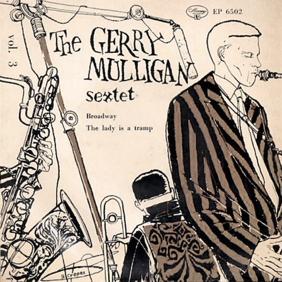The Gerry Mulligan Sextet Label: Mercury EP 6502 Italian 7″ EP, anni ’50 Design: G. Crepax