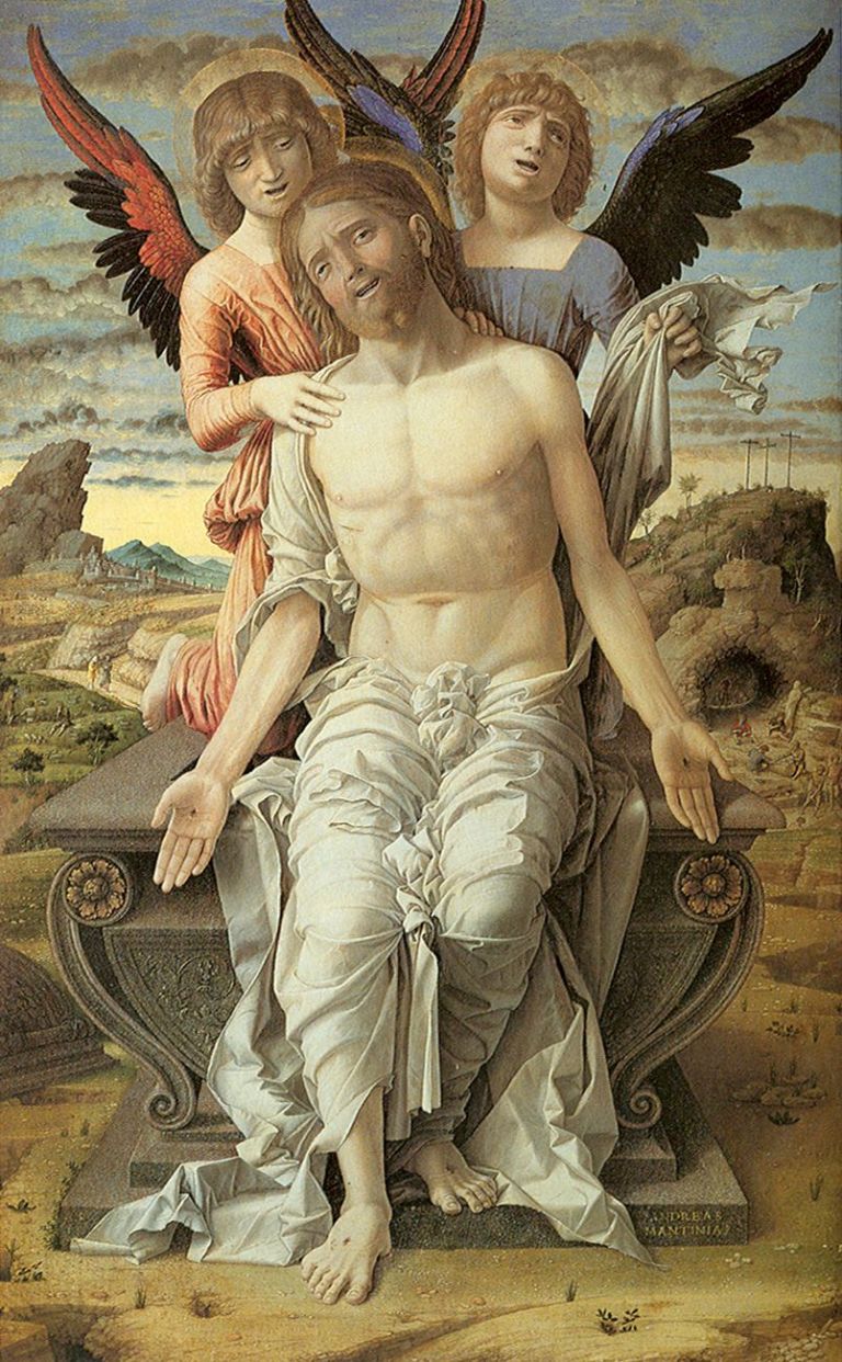 Andrea Mantegna, Cristo in pietà sorretto da due angeli, 1495 97. Statens Museum for Kunst, Copenaghen