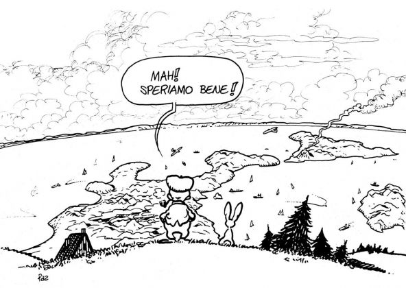 Andrea Pazienza, «Mah, speriamo bene» (Pertini, vignetta satirica) © Marina Comandini Pazienza