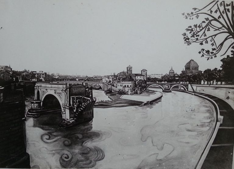 Benvenuto Ferrazzi, Ponte Rotto, 1923 ca. Lastra, Archivio B. Ferrazzi