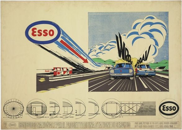 Concorso nazionale per il progetto di una stazione di servizio della ESSO (1° premio), 1970-71. Vittorio De Feo con F. Aggarbati, C. Saggioro, A. Vigni Andrea. Fondo Vittorio De Feo