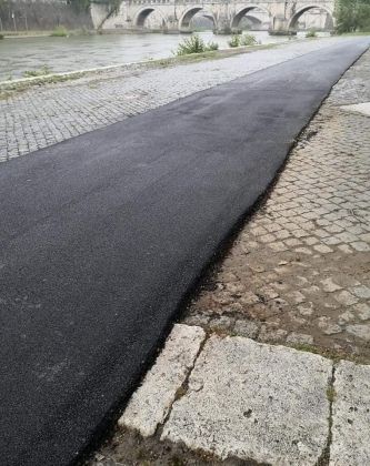 Ciclabile Tevere il nuovo asfalto