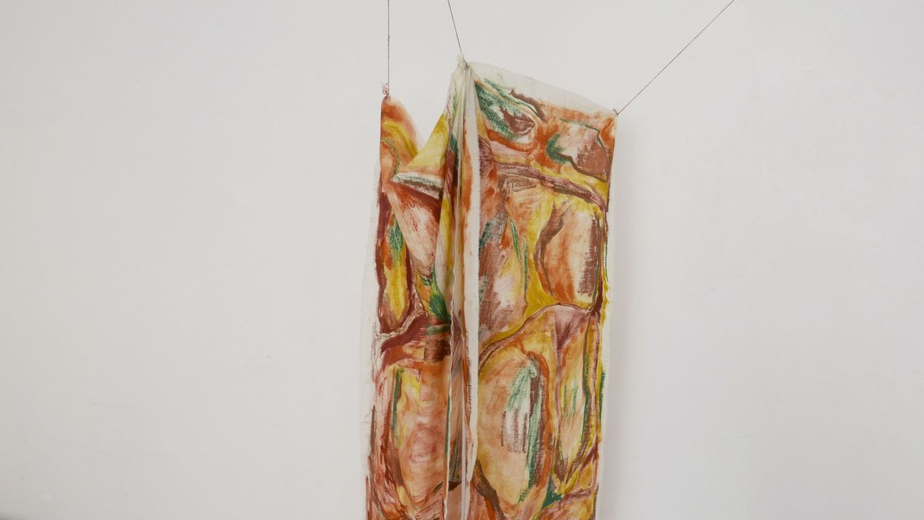 Emma Moriconi, Torrente, 2020, olio e pastello a olio su cotone, dimensioni variabili