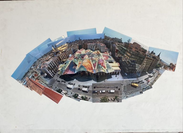 Enric Miralles & Benedetta Tagliabue, Mercado y Barrio de Santa Caterina en Barcelona, 1999, collage. Courtesy Fundació Enric Miralles