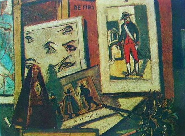 Filippo de Pisis, Natura morta con gli occhi, 1924, olio su cartone, 55x70 cm. Collezione privata
