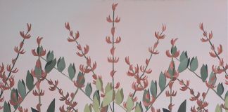 Francesco Ciavaglioli, Klon. Flowers on pink, 2020, olio su tela, 100x100 cm