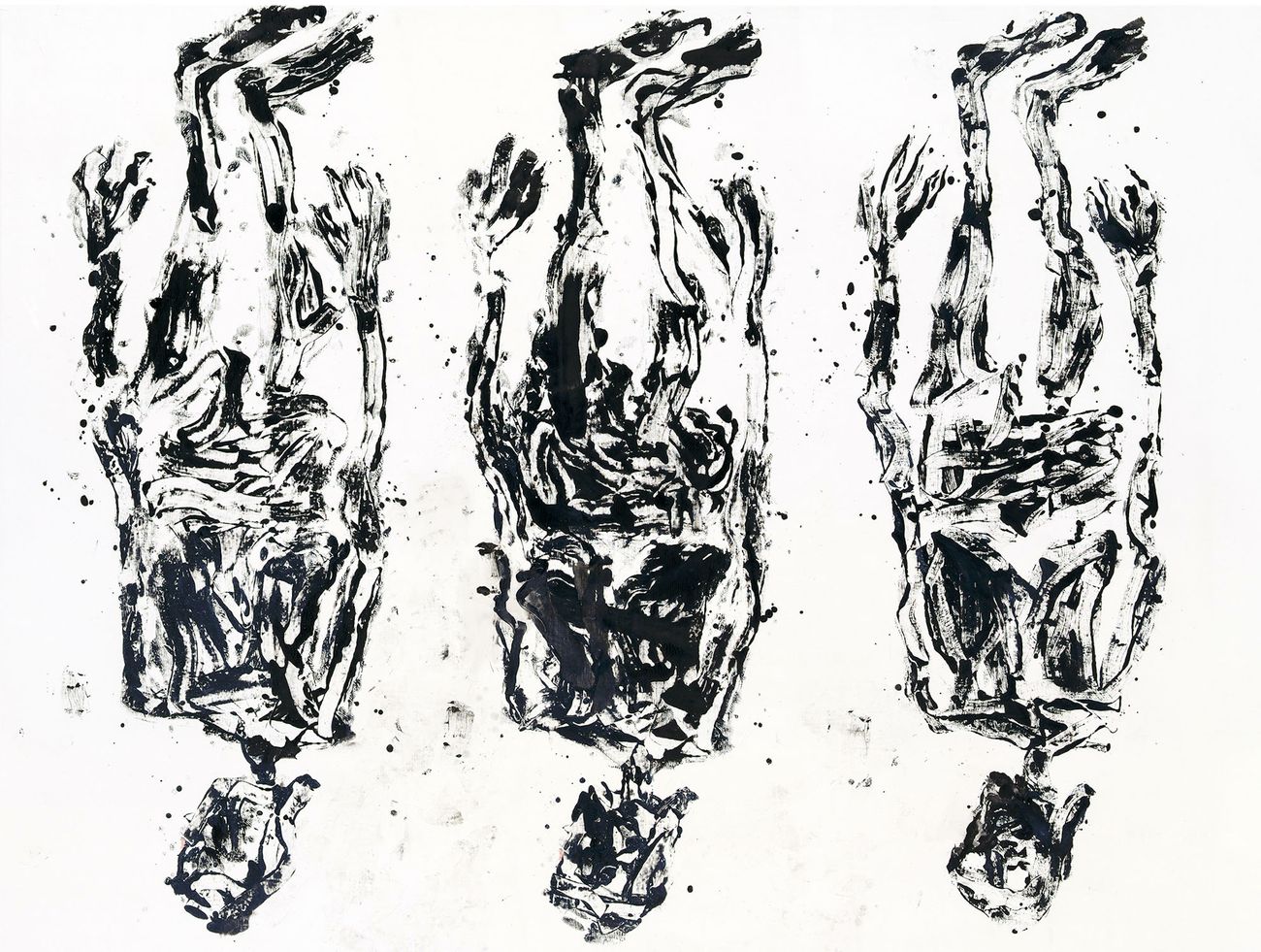Georg Baselitz, Surrealismus die Filzlüge, 2020, olio su tela, 300x400 cm © Georg Baselitz 2021. Photo Jochen Littkemann, Berlino. Courtesy Gagosian