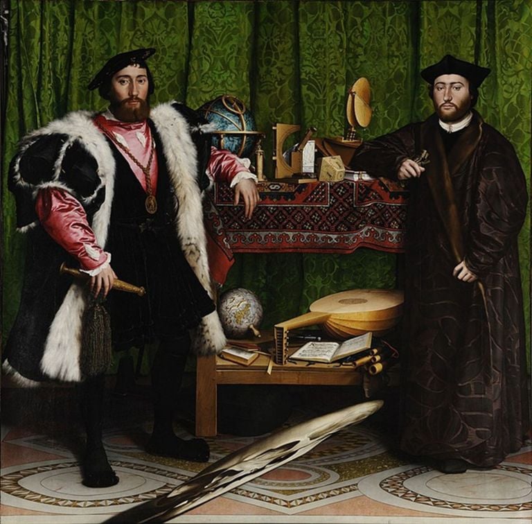 Hans Holbein il Giovane, Ambasciatori, 1533, olio su tavola, 206×209 cm. National Gallery, Londra