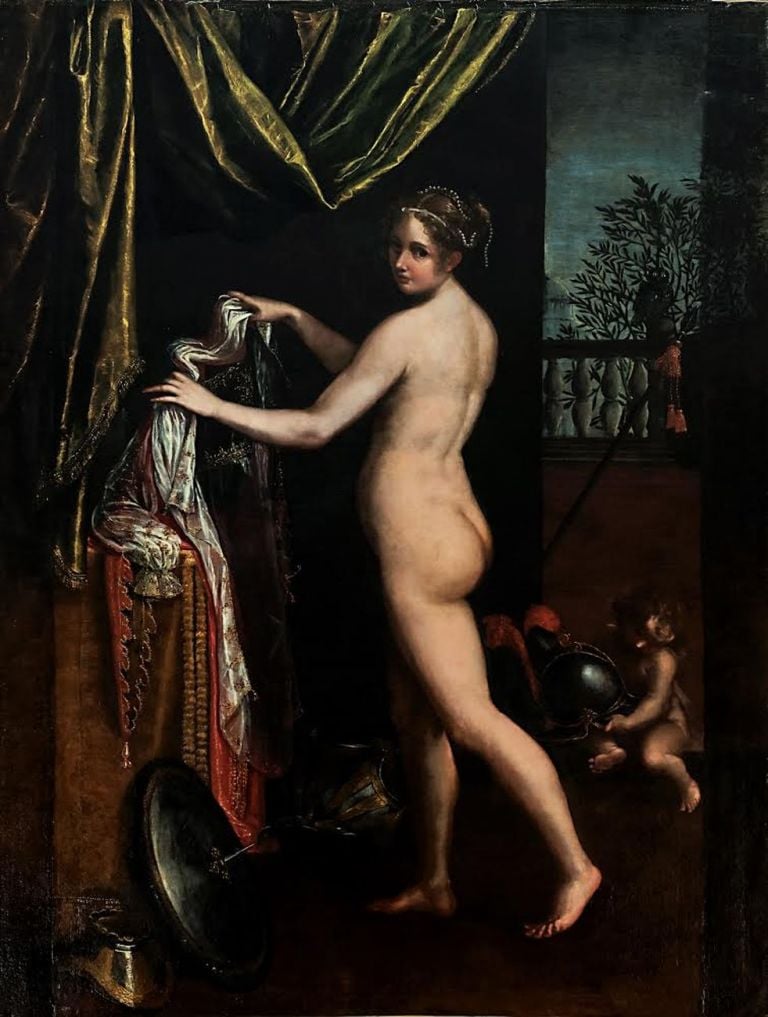 Lavinia Fontana, Minerva in atto di abbigliarsi, 1613, olio su tela, cm 258x190. Roma, Galleria Borghese