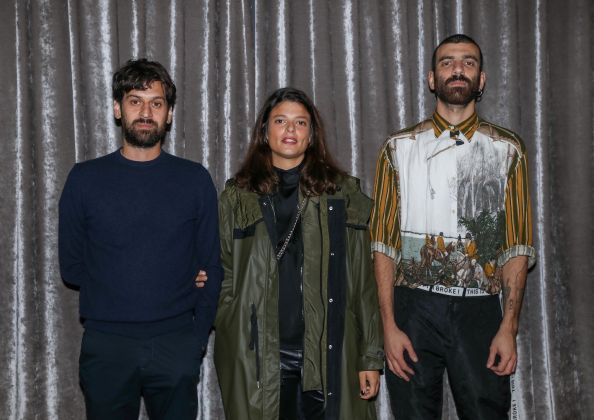 Renato Leotta, Giulia Cecnci and Tomaso De Luca attend The Maxxi Bulgari Prize on October 01, 2019 in London, England. (Photo by Tristan Fewings/Getty Images for Maxxi)