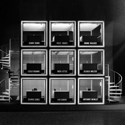 The Hollywood Squares. TV show, NBC. 1966 81. Created by Merrill Heatter & Bob Quigley. Set design by Dick Stiles. Courtesy of © NBCU Photo Bank, 1973