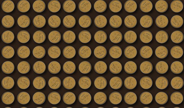 Una delle 8 carte da parati Taplab wall covering ispirate alla Merda d'artista (1961) di Piero Manzoni © Fondazione Piero Manzoni, Milano