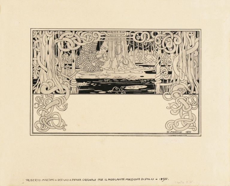 Alberto Martini, Canto XIX, illustrazione per il Morgante Maggiore di Luigi Pulci, 1895. Courtesy Galleria Carlo Virgilio