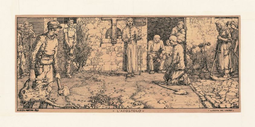 Alberto Martini, L’apostolo, disegno per Il poema del lavoro, 1897. Courtesy Galleria Carlo Virgilio