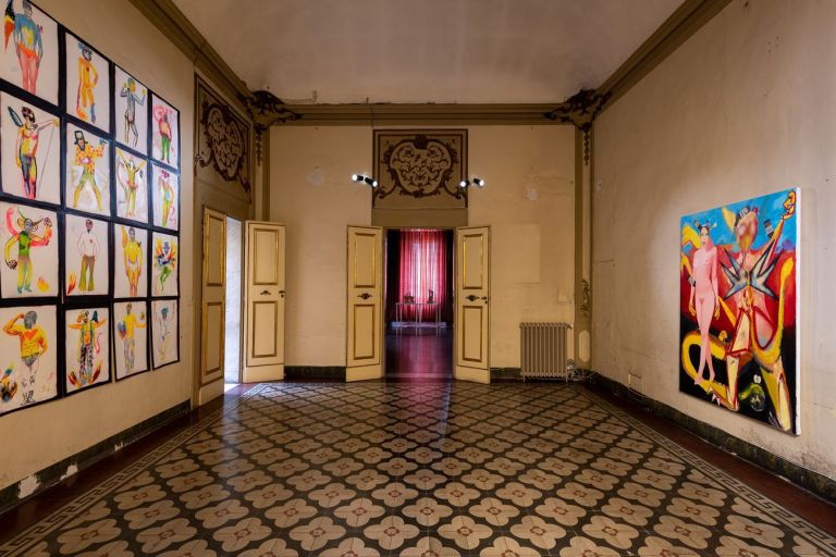 Alessandro Pessoli. City of God. Exhibition view at Palazzo Vizzani, Bologna 2021. Photo Rolando Paolo Guerzoni
