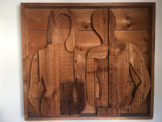 Ceroli, Due figure, 1966, sagome di legno, cm.88x100