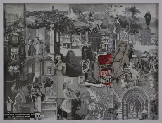 KINGS, Scandalo nell'ambiente dei collezionisti, 2021, collage su carta, cm 77x102. Courtesy Viasaterna Gallery