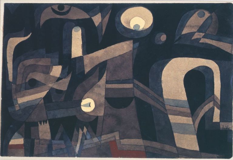 Paul Klee, Di notte, 1921, matita, penna, acquarello su carta