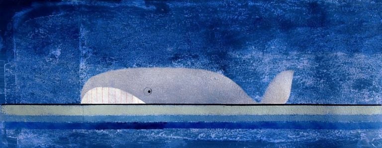 Pino Pascali, Balena azzurra, 1964, pittura su cartoncino, cm 19,8x50. Photo Paolo Cardoni