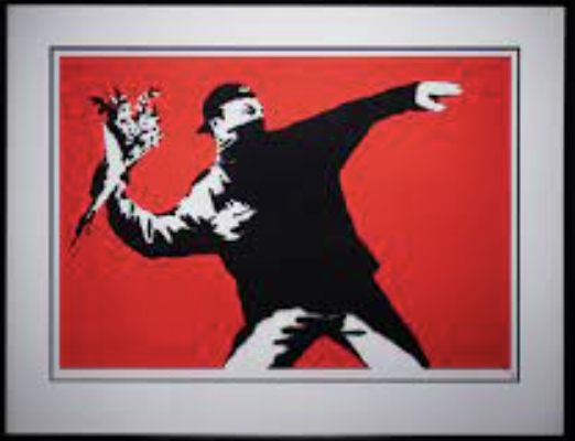 Banksy Love is in the air 2003 Courtesy Sold Out