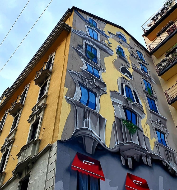 Nuovo murales di Cosimo Cheone a Milano che dialoga con Portaluppi