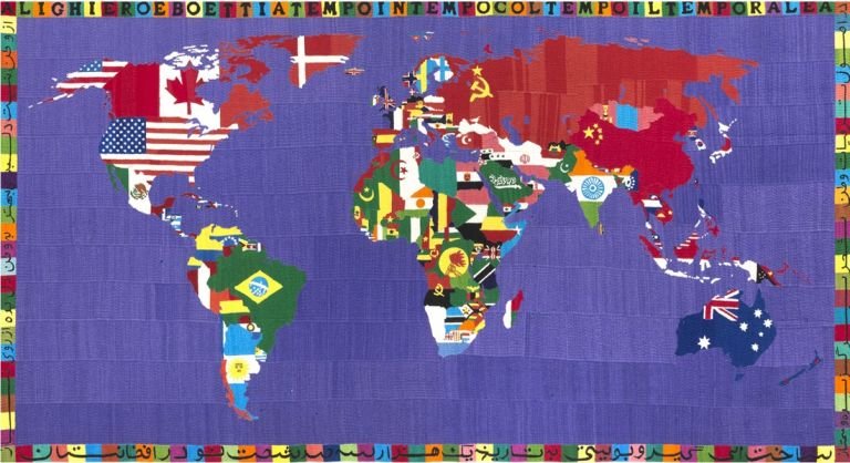 Alighiero Boetti Mappa, 1990, ricamo su tessuto cm 118x220