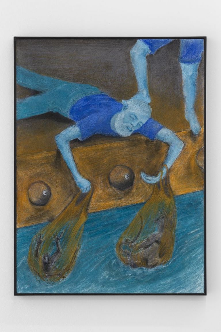 Andrea Respino, Presenze II, 2020, pastello su tavola, 51 x 38 cm. Photo Bruno Lopes. Courtesy l’artista e Madragoa, Lisbona