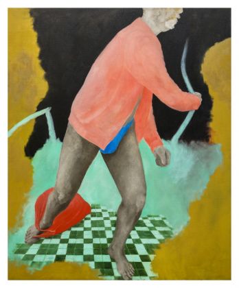 Andrea Respino, Rosa ritorto, 2019, olio su tela, 136 x 110 cm. Photo Beppe Giardino