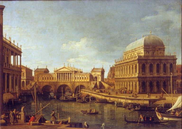 Antonio Canaletto, Capriccio con edifici palladiani, 1750 ca. Complesso monumentale della Pilotta, Parma