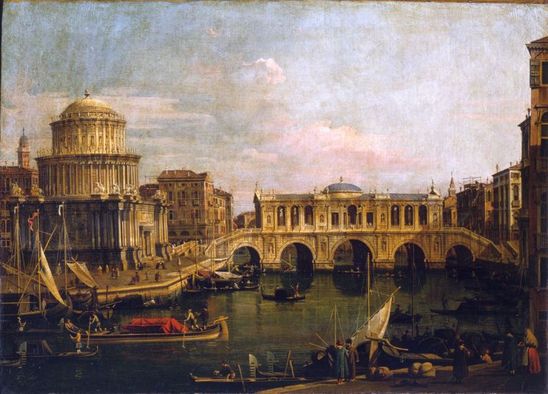 Antonio Canaletto (att.), Capriccio con ponte immaginario sul Canal Grande, seconda metà del XVIII sec. Complesso monumentale della Pilotta, Parma