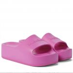 Balenciaga, Sandalo chunky slide con piattaforma in gomma rosa, primavera estate 2021