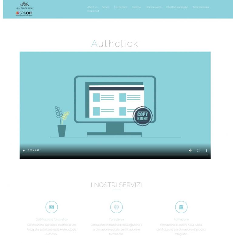 La home page di Authclick