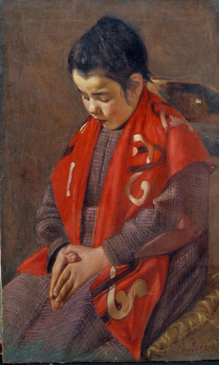 Mario Puccini, Bambina che prega (Ave Maria), 1887 ca., olio su tela, 69x42 cm. Istituto Matteucci, Viareggio