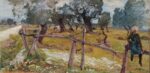 Mario Puccini, Oliveto con contadinella e bufali, 34x66 cm. Galleria Nazionale d’Arte Moderna, Roma
