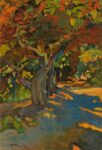 Mario Puccini, Strada nel bosco, olio su tavola, 35,5x24,2 cm. Collezione privata