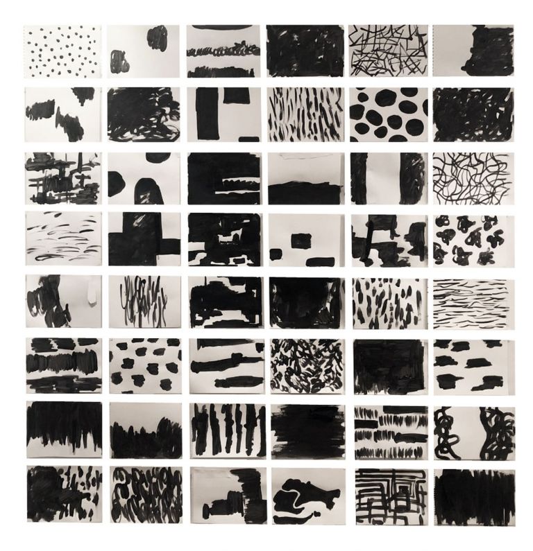 Maurizio Pellegrin, 48 Black Venetian Papers, 2020, tecnica mista su carta. Courtesy l’artista & Galleria Michela Rizzo