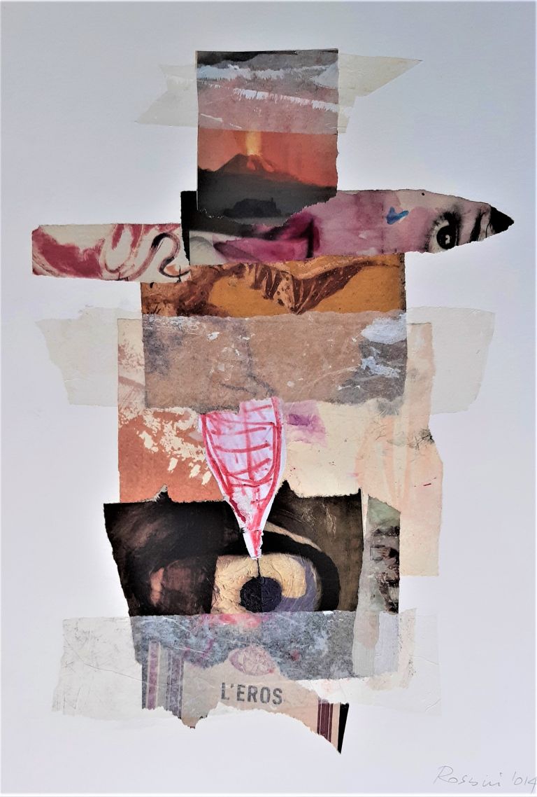 Roberto Rossini, L'Eros, collage di materiali cartacei, 2014