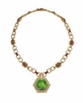 Sautoir in oro e rubini, smeraldi e diamanti 1970 circa. Appartenuto alla Signora Sophie Davis