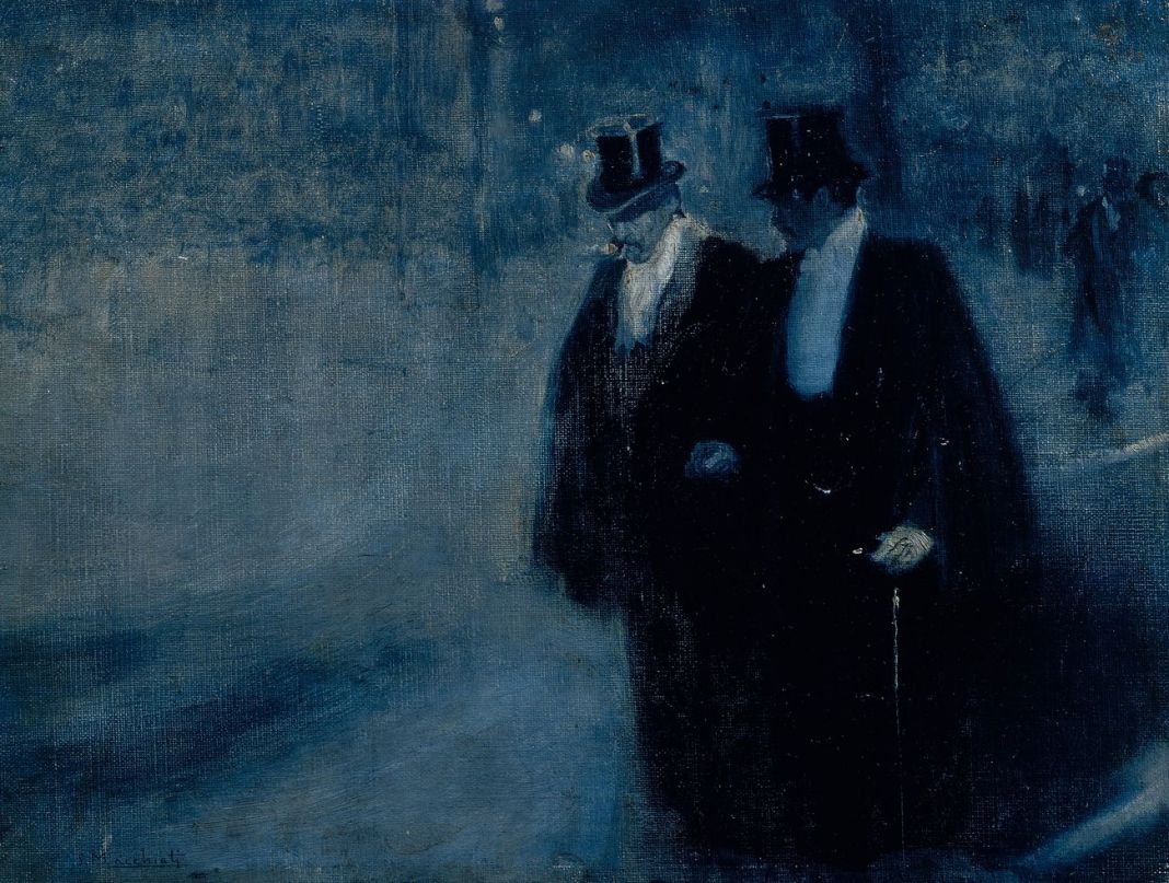 Serafino Macchiati, Dopo il galà, 1900 05, olio su tela applicata su cartone, cm 28x37. Courtesy Archivio Fondazione Piceni