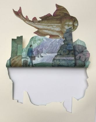 Vanni Cuoghi, Fondali oceanici 4 (Rana Pescatrice Monte Bianco), 2021, cm 62x46, acrilico e china su carta