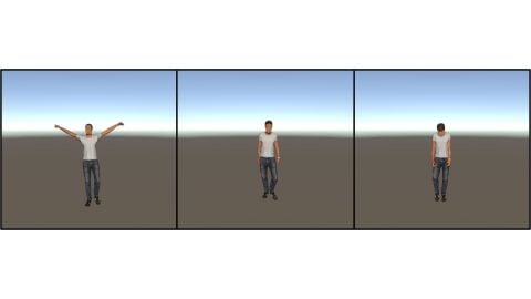 Da sinistra a destra sono rappresentati degli avatar in grado di esprimere attraverso la propria postura, uno stato di alta, media e bassa attivazione corporea (arousal).