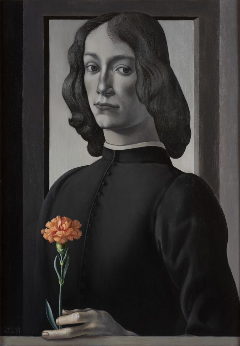 Sandra Brunetti, Giovane con garofano, 1979. Fondazione Cavallini Sgarbi, Ro Ferrarese