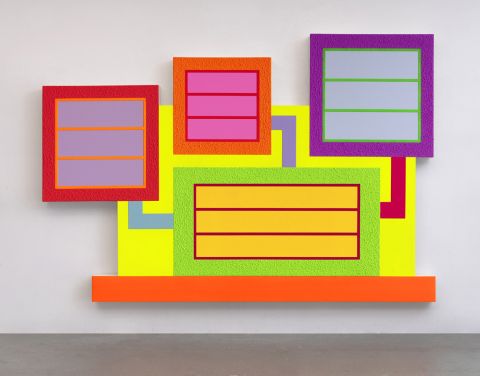 Peter Halley, A Perfect Plan, 2020 Acrylic, fluorescent acrylic and Roll a Tex on canvas 
